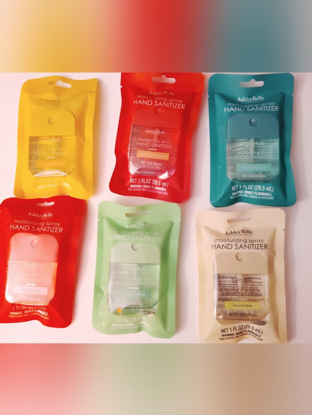 6 Ashley Belle Moisturizing Spray Hand Sanitizers - Assorted Scents New